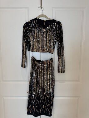 Marciano Black Top with Gold and Silver Sequins